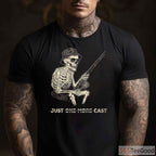 Just One More Cast Skeleton Fishing Shirt - Gritty Bass Angler Graphic Tee