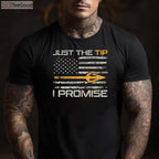 Just The Tip I Promise Hunting Shirt, Funny Bowhunting Camo Joke Tee