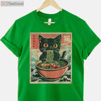 Kawaii Cat Ramen Japanese Anime T-Shirt - Funny Neko Graphic Tee