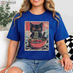 Kawaii Cat Ramen Japanese Anime T-Shirt - Funny Neko Graphic Tee