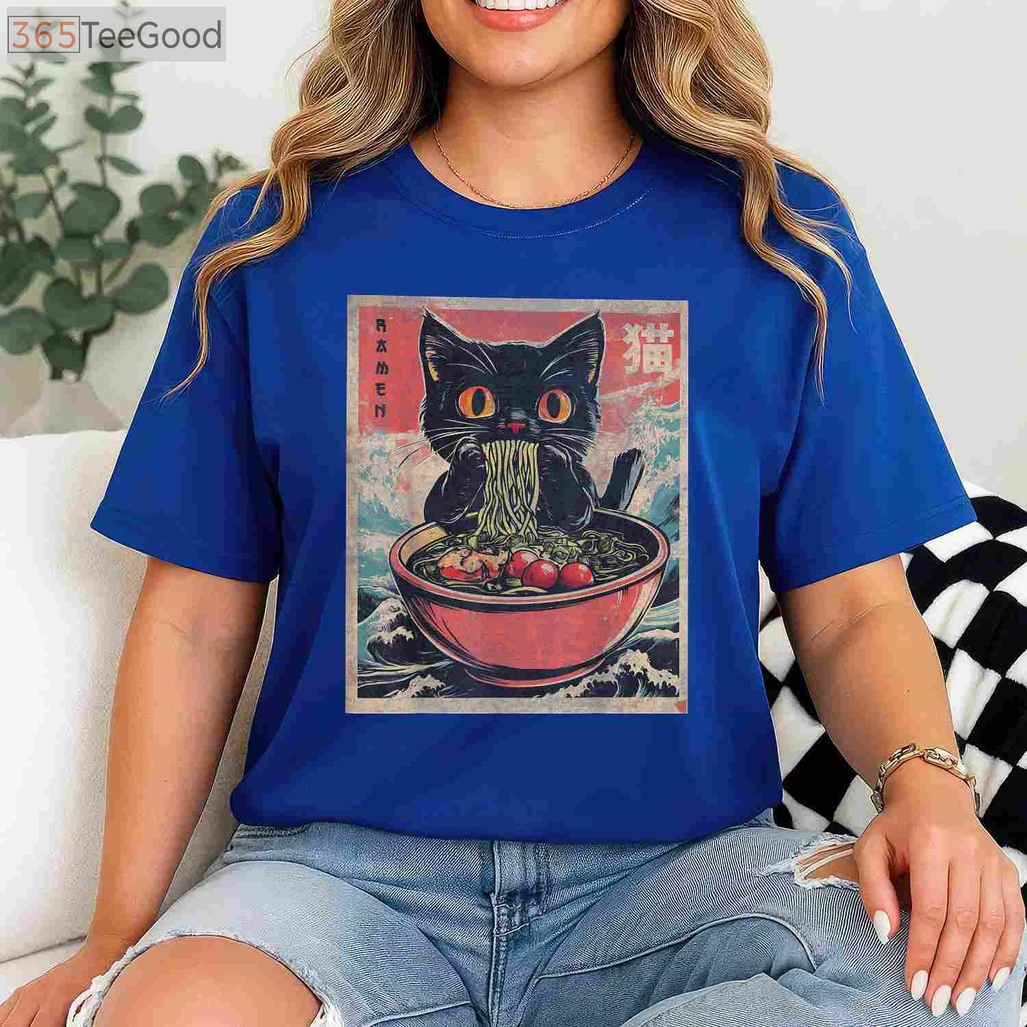 Kawaii Cat Ramen Japanese Anime T-Shirt - Funny Neko Graphic Tee