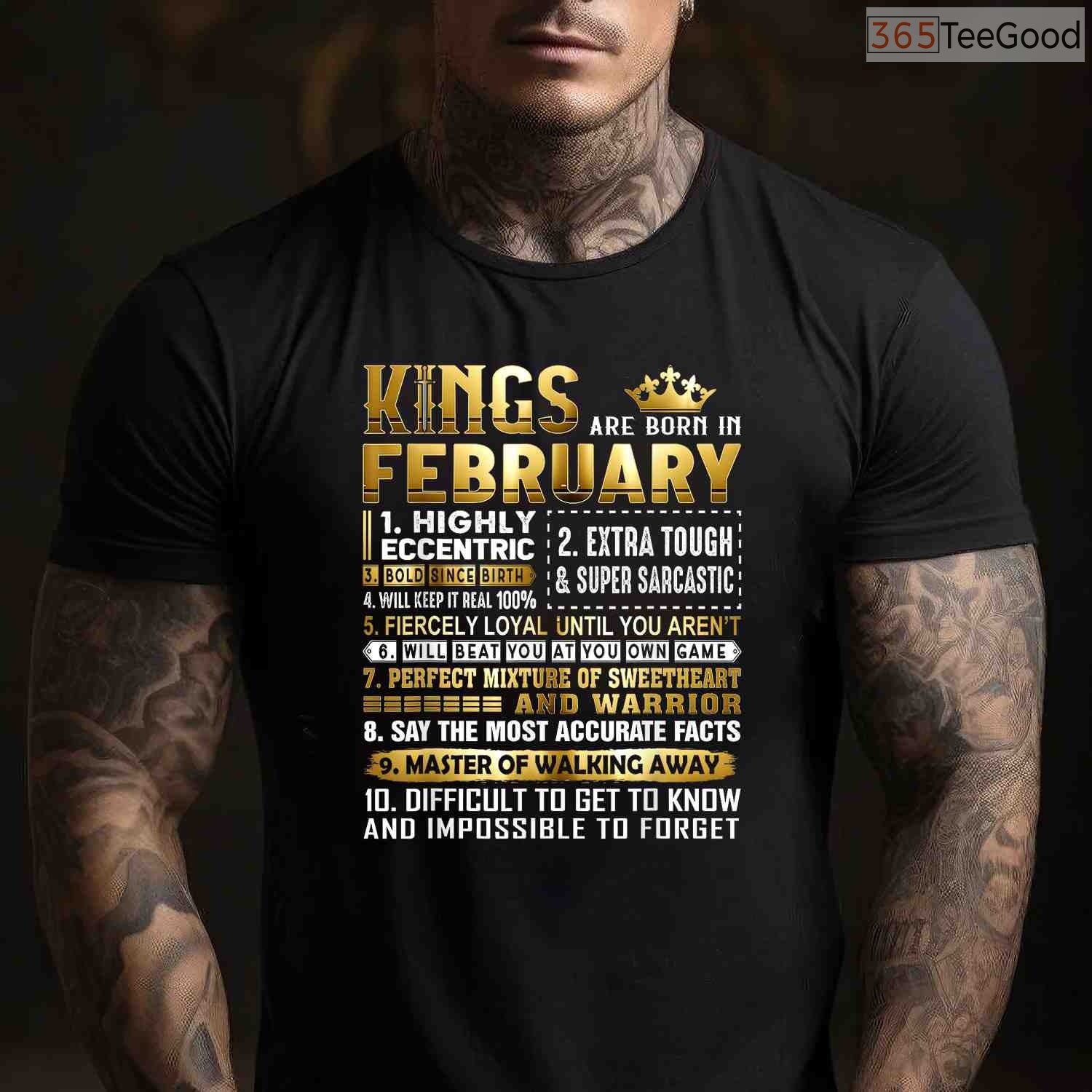 Kings Are Born In February Shirt – Men's Birthday Legend Graphic Tee