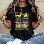 Kings Are Born In February Shirt – Men's Birthday Legend Graphic Tee