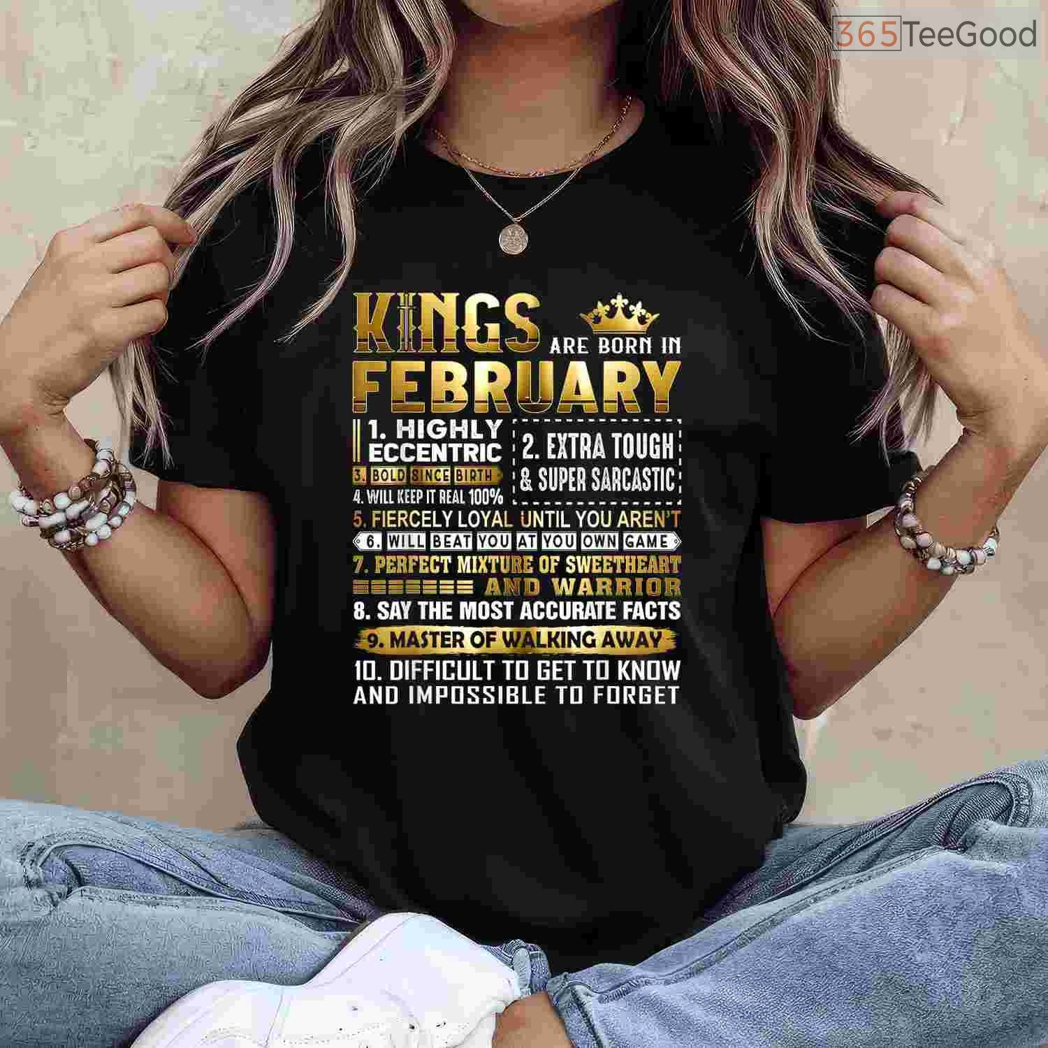 Kings Are Born In February Shirt – Men's Birthday Legend Graphic Tee