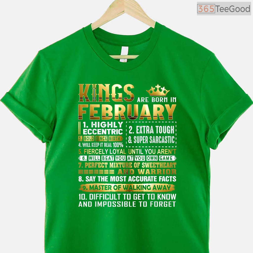 Kings Are Born In February Shirt – Men's Birthday Legend Graphic Tee