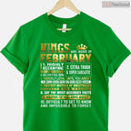 Kings Are Born In February Shirt – Men's Birthday Legend Graphic Tee