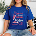 Long Sleeve Stepping Into My February Birthday Shirt – God's Grace T-Shirt