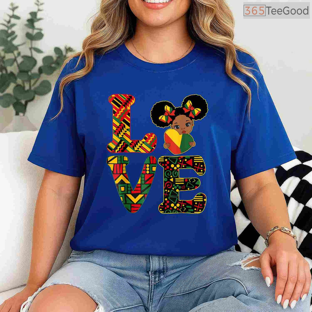 Love Black History Month T-Shirt for Strong African Toddler Girls Melanin Princess Shirt
