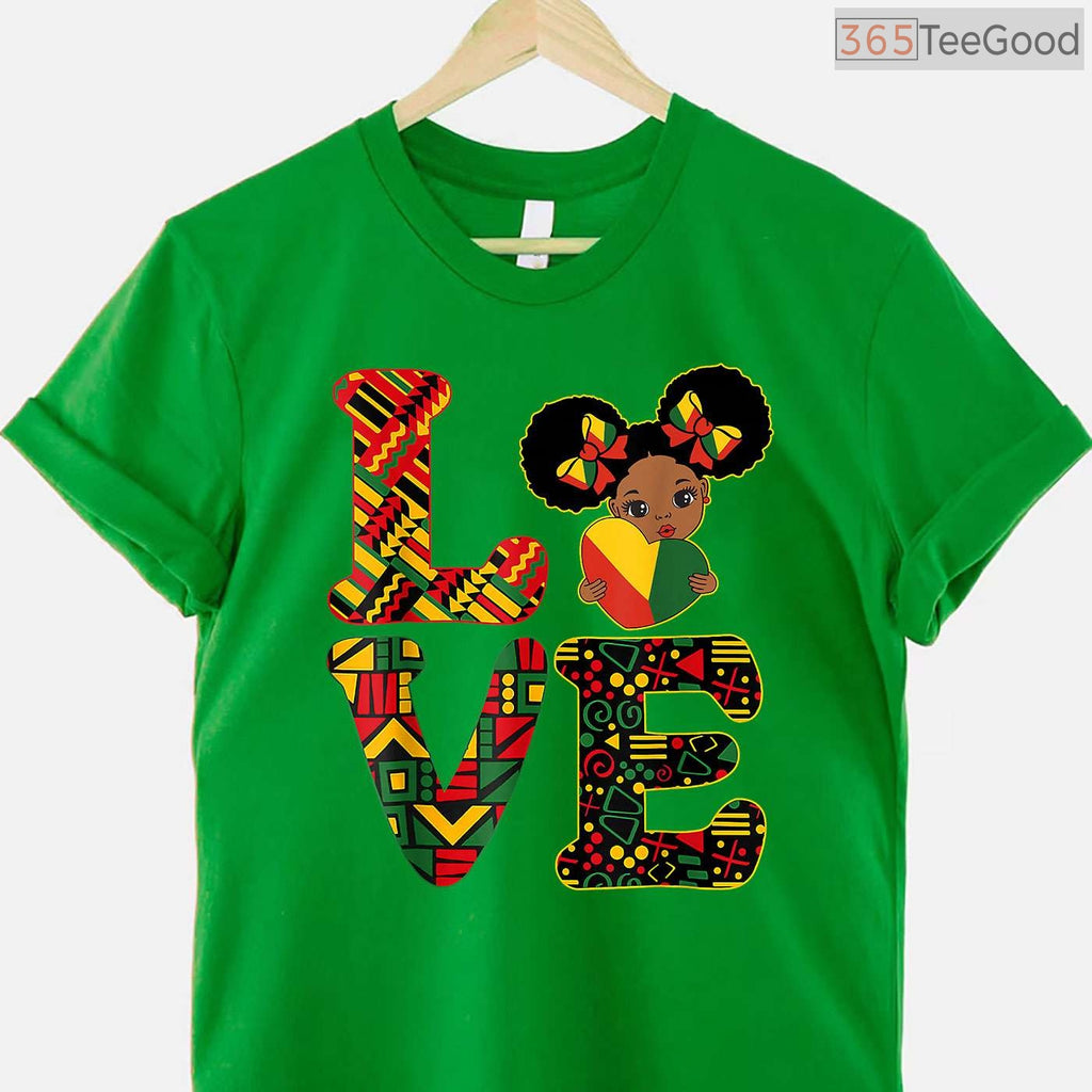 Love Black History Month T-Shirt for Strong African Toddler Girls Melanin Princess Shirt