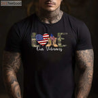 Love Our Veterans Proud Military T-Shirt - Patriotic American Flag Apparel