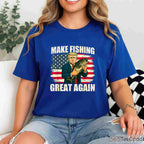 Make Fishing Great Again Patriotic Tee, Classic American Flag Fishing Apparel for Men