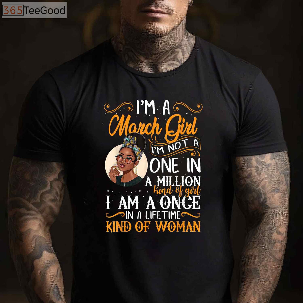 March Girl Pisces Birthday T-Shirt - Melanin Black Queen Birthday Gift for Adults