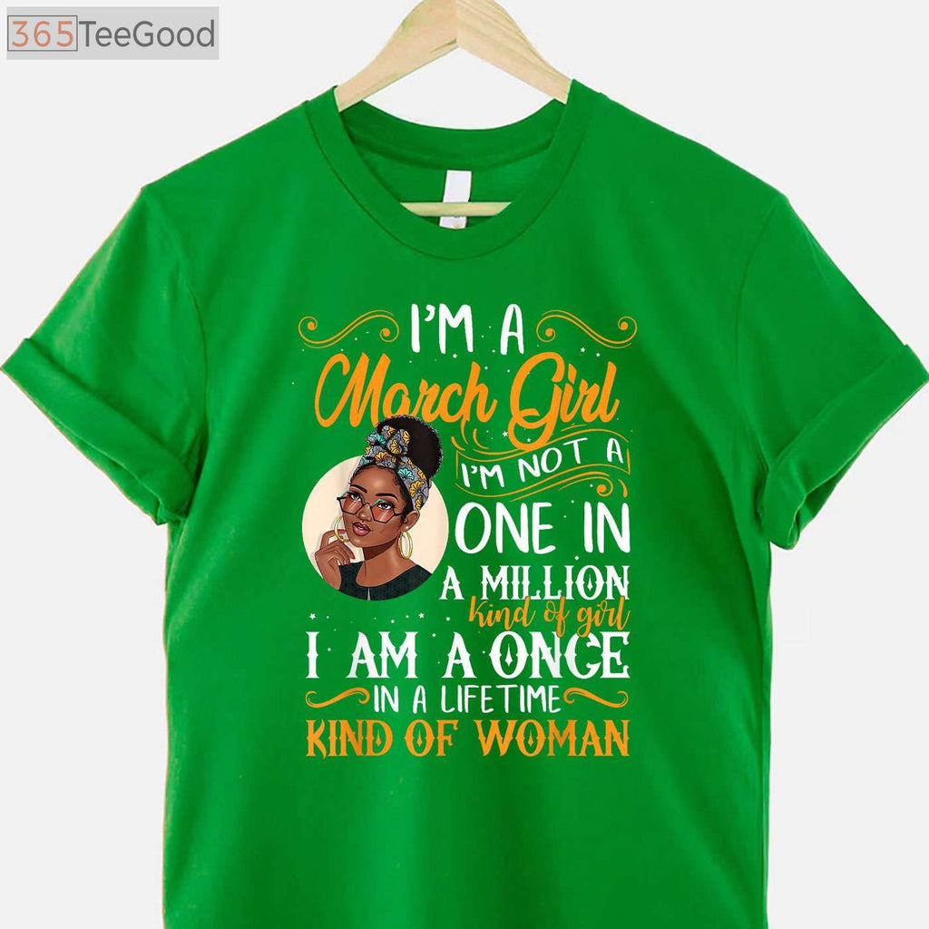 March Girl Pisces Birthday T-Shirt - Melanin Black Queen Birthday Gift for Adults