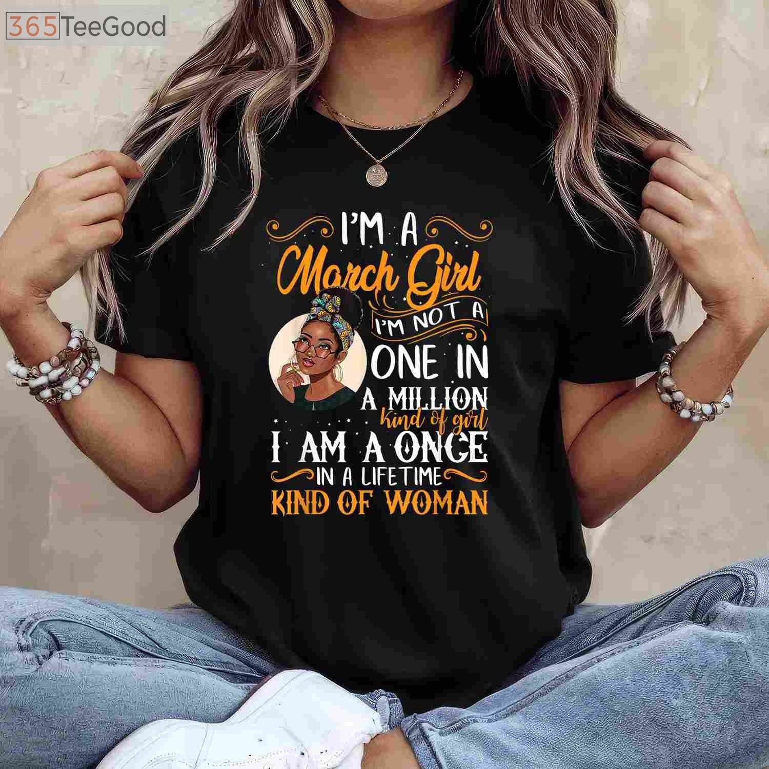 March Girl Pisces Birthday T-Shirt - Melanin Black Queen Birthday Gift for Adults