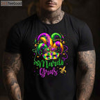Mardi Gras Shirt for Women Men Kids, Beads Mask Feathers Hat Carnival T-Shirt