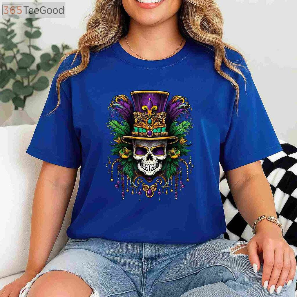 Mardi Gras Sugar Skull Costume T-Shirt, Carnival New Orleans Trip Party Tee