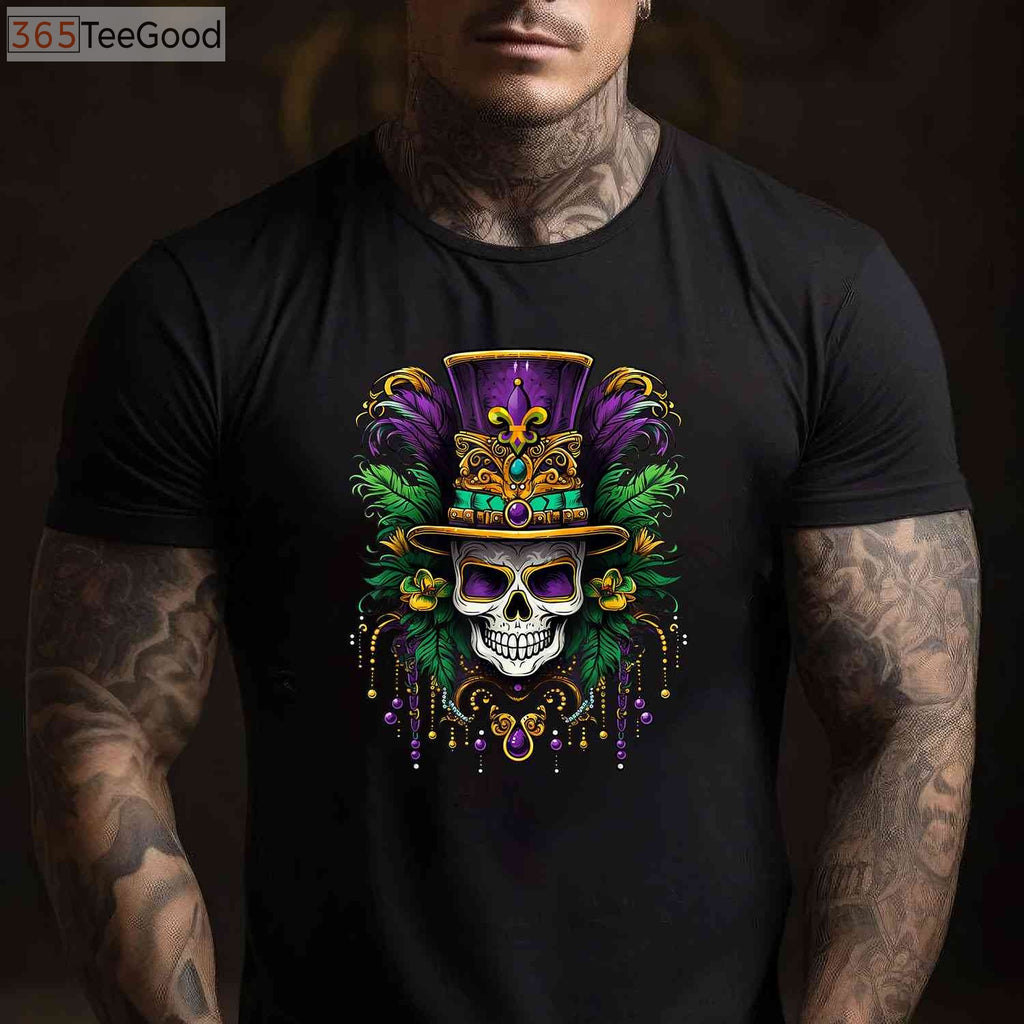 Mardi Gras Sugar Skull Costume T-Shirt, Carnival New Orleans Trip Party Tee