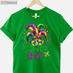Mardi Gras Shirt for Women Men Kids, Beads Mask Feathers Hat Carnival T-Shirt