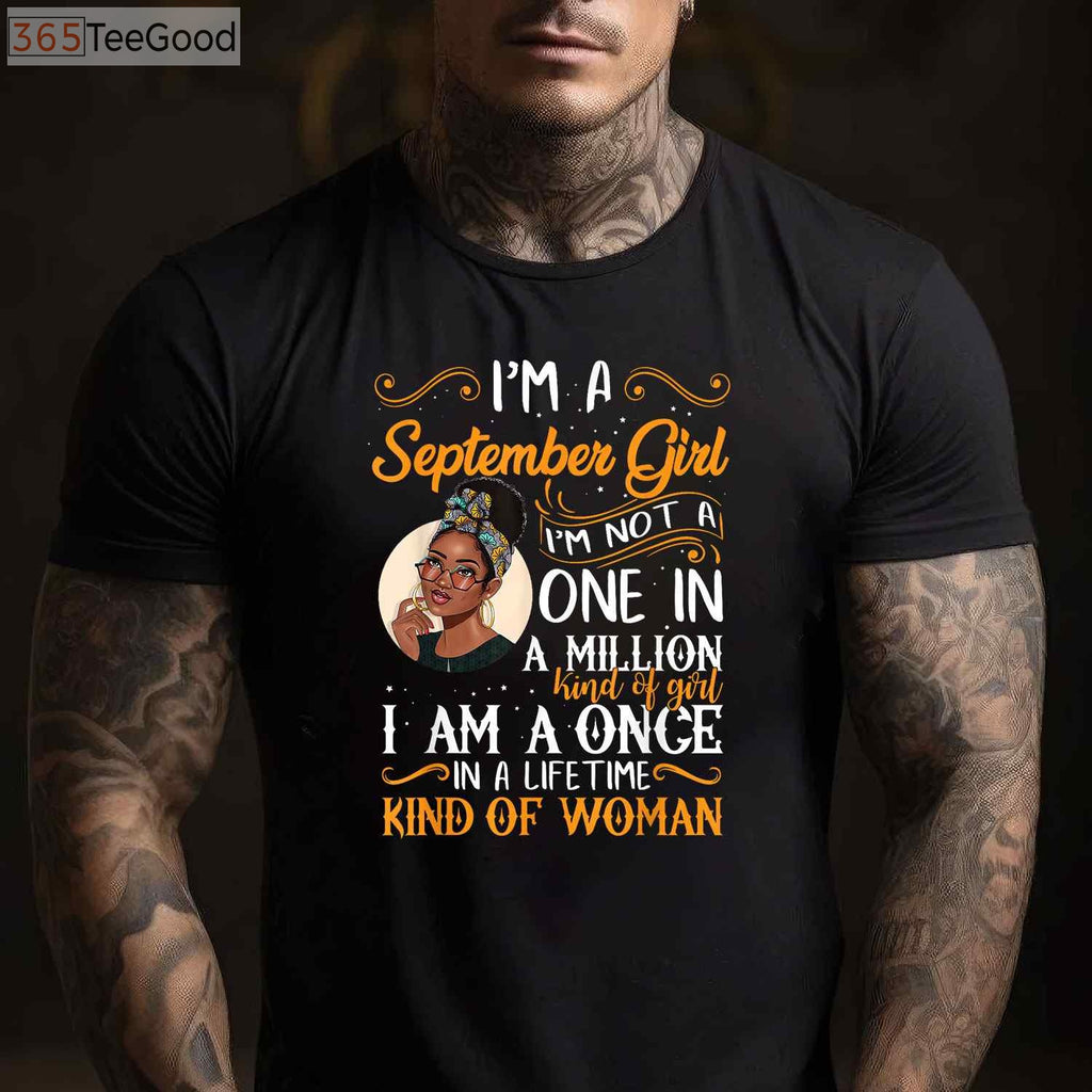 Melanin September Girl Black Woman Virgo Libra Birthday T-Shirt Gift Idea