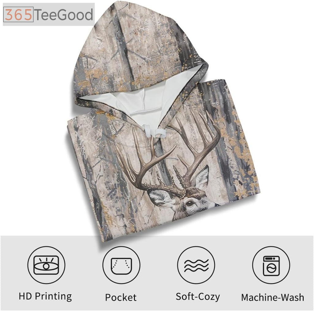 Men’s Deer Camouflage 3D Hoodie – Novelty Animal Print Pullover Long Sleeve Sweatshirt