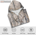 Men’s Deer Camouflage 3D Hoodie – Novelty Animal Print Pullover Long Sleeve Sweatshirt