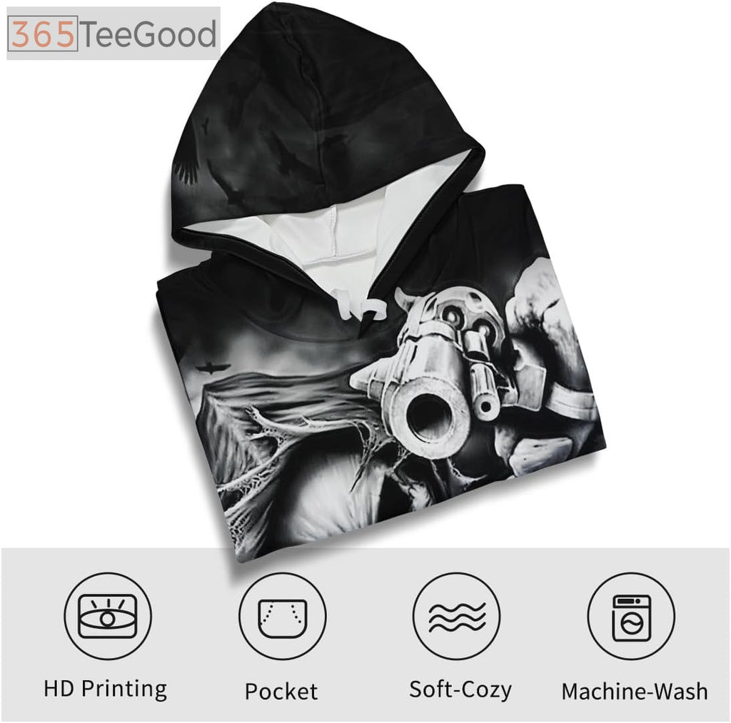 Men’s Skull Graphic 3D Hoodie – Gothic 3D Print Pullover Sweatshirt