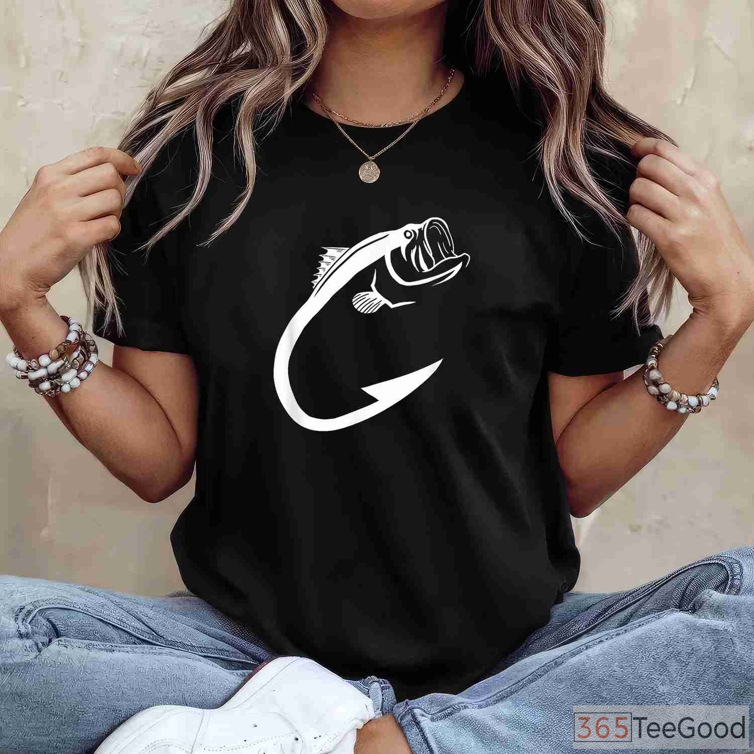 Minimalist Fish Hook Graphic Tee - Modern Aesthetic Fishing Lover Gift