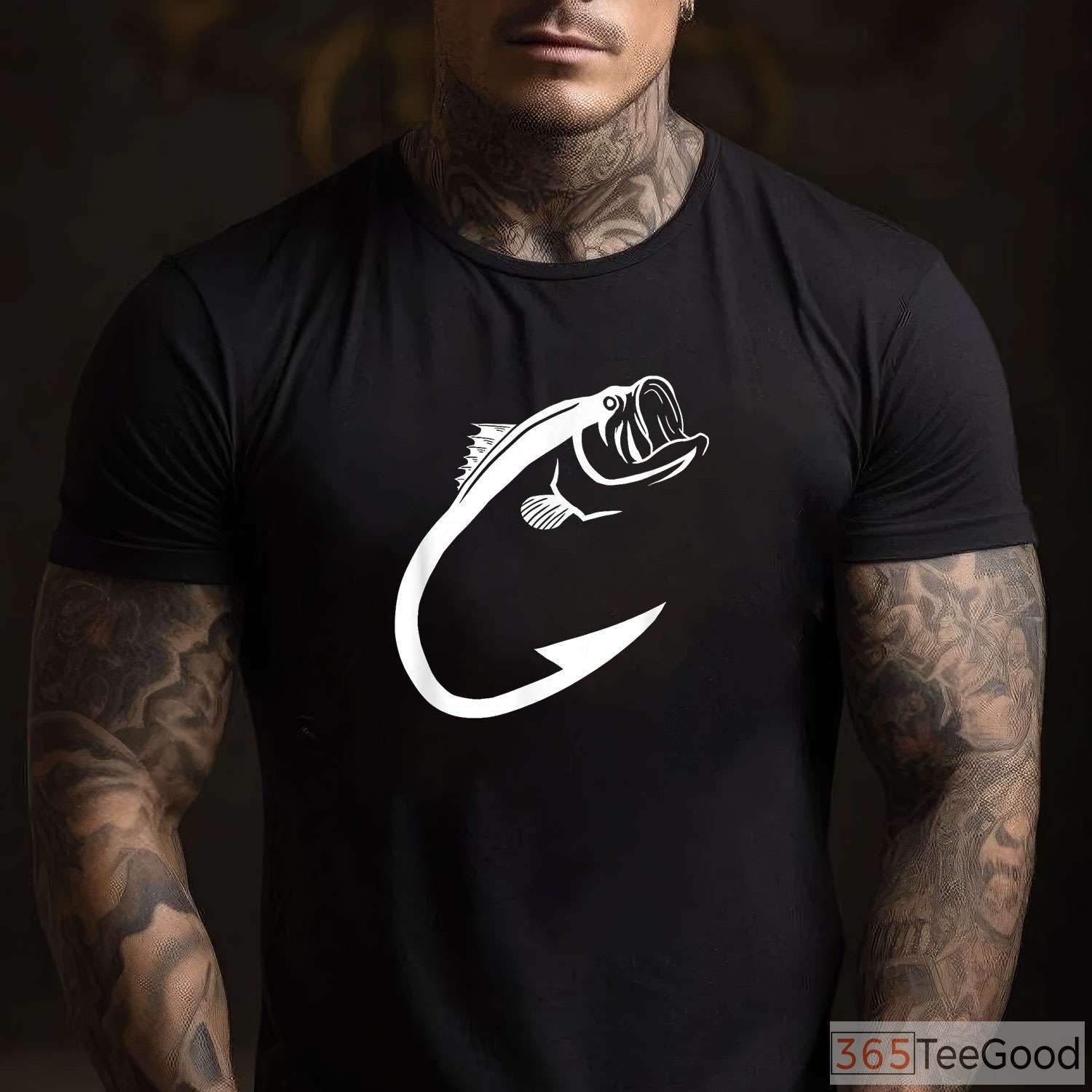 Minimalist Fish Hook Graphic Tee - Modern Aesthetic Fishing Lover Gift