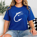 Minimalist Fish Hook Graphic Tee - Modern Aesthetic Fishing Lover Gift