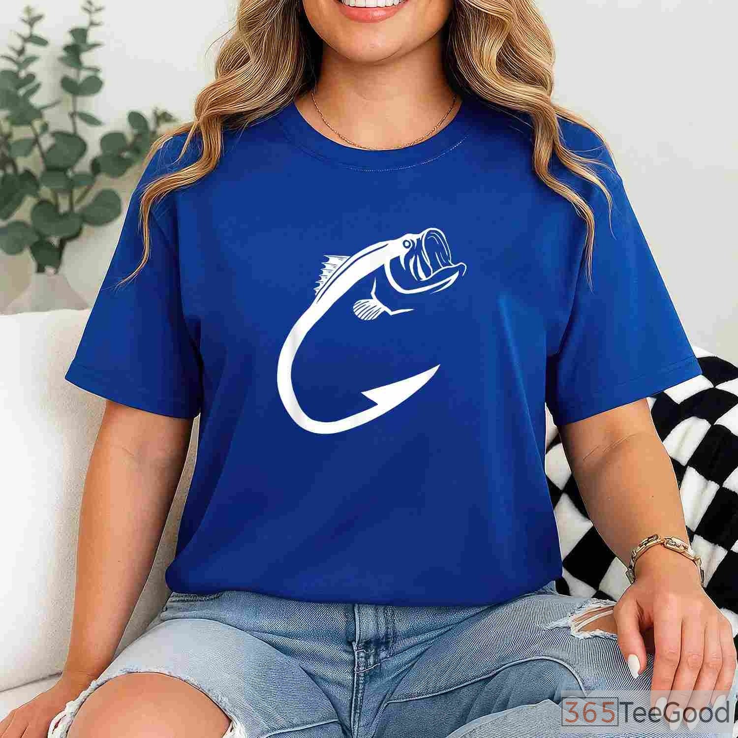 Minimalist Fish Hook Graphic Tee - Modern Aesthetic Fishing Lover Gift