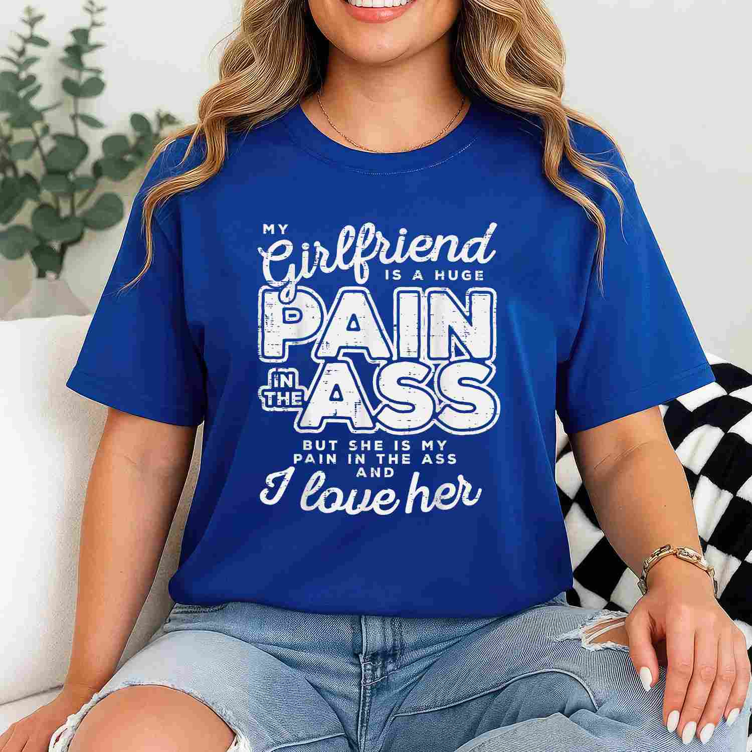 My Girlfriend Is a Huge Pain Funny Valentines Day Boyfriend Gift T-Shirt Tee