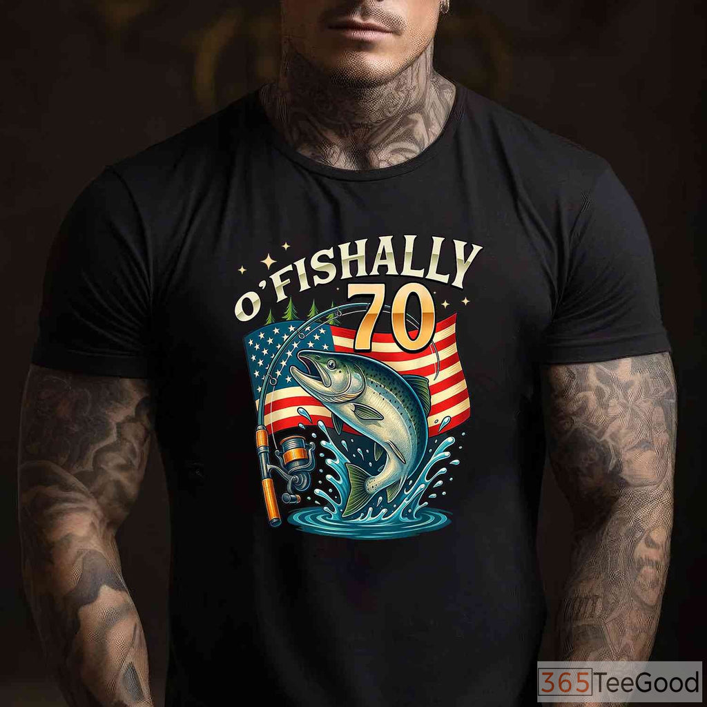 O'fishally 70 Years Old Fishing Shirt, Funny 70th Birthday Gift for Fishermen