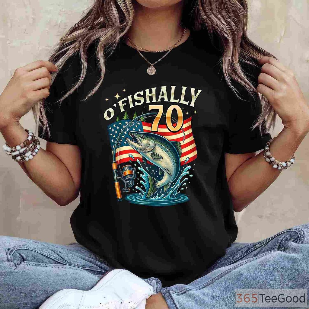 O'fishally 70 Years Old Fishing Shirt, Funny 70th Birthday Gift for Fishermen