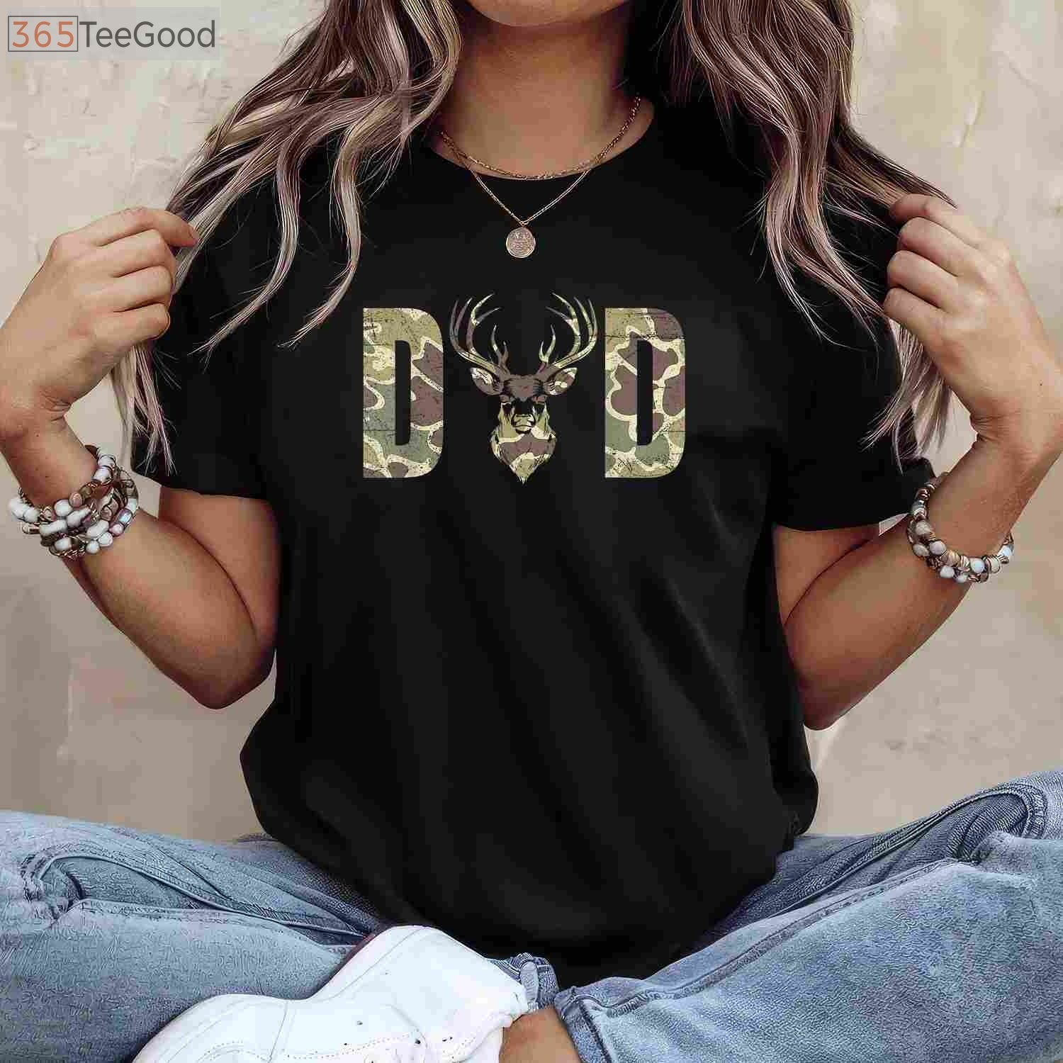 Old School Camo Dad Hunting Shirt, Vintage Pattern Deer Hunter Father's Day Gift