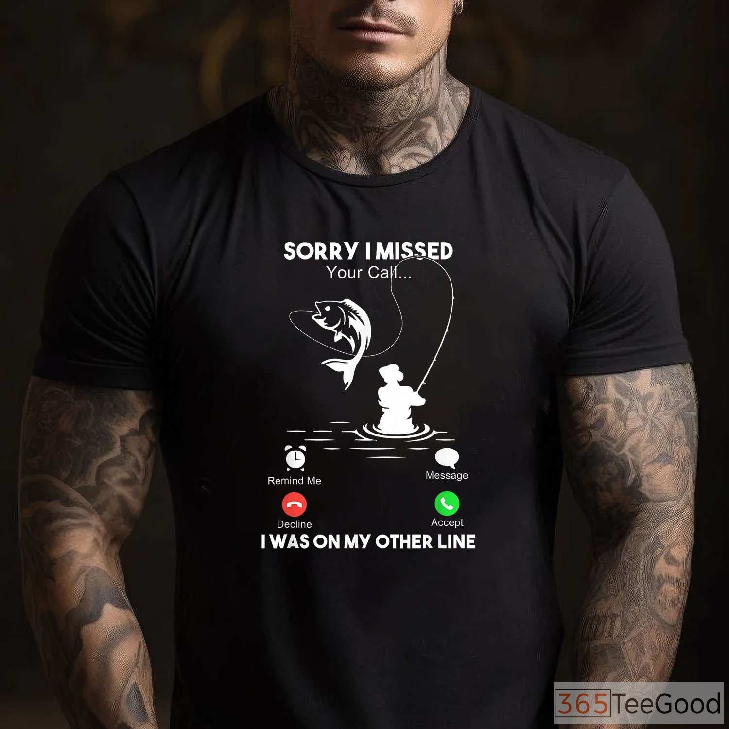 On My Other Line Mens Fishing Shirt - Funny Misplaced Call Angler Tee