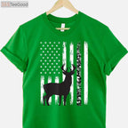 Patriotic Deer Hunting Graphic Tee, USA American Flag Camo Hunter Shirt
