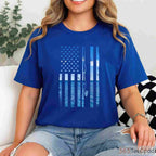 Patriotic USA American Flag Fishing Shirt - Retro Bass Angler Graphic Tee