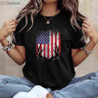 Patriotic Whitetail Deer Hunting Shirt, American Flag Buck Antlers Graphic