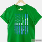 Patriotic USA American Flag Fishing Shirt - Retro Bass Angler Graphic Tee