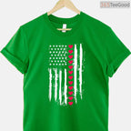 Patriotic US American Flag Heart T-Shirt, USA Pride Red White Blue Valentine Shirt for Country Lover