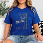Patriotic American Flag Deer Hunting Camo T-Shirt, USA Buck Outdoorsman Tee