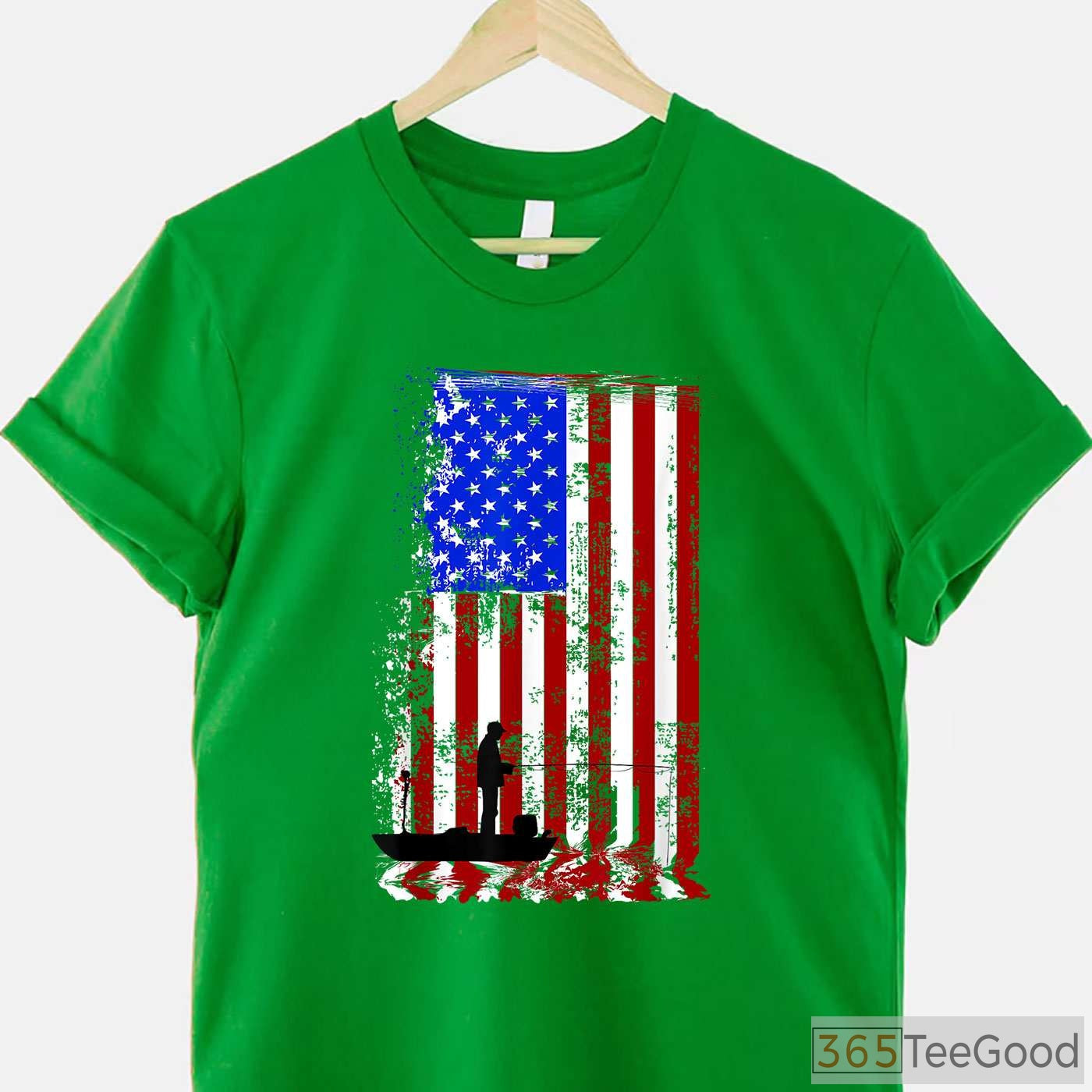 Patriotic American Flag Fishing Shirt, USA Fisherman Boat Gear for Men