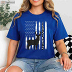 Patriotic Deer Hunting Graphic Tee, USA American Flag Camo Hunter Shirt