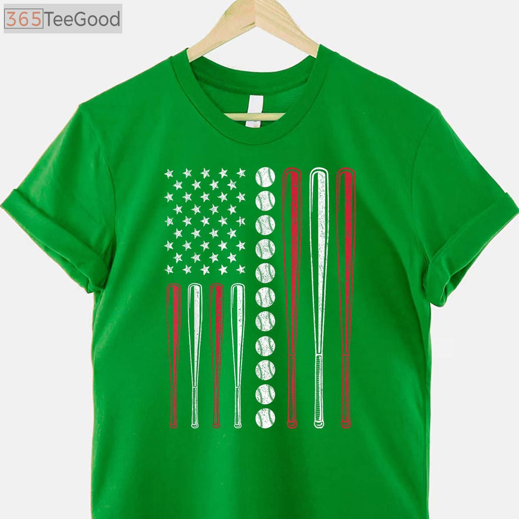 Patriotic Baseball 4th Of July T-Shirt - USA American Flag Sports Tee