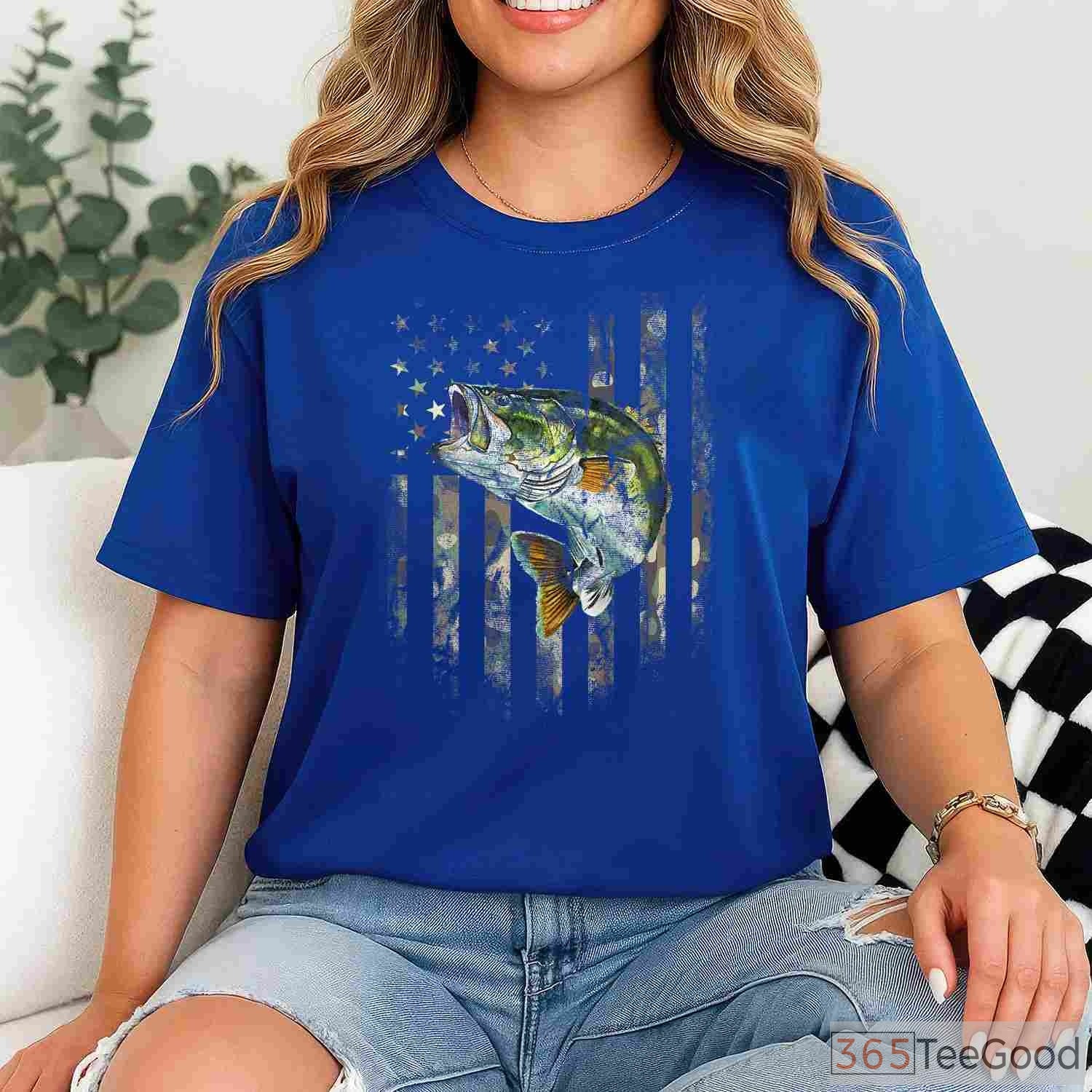 Patriotic American Flag Camo Bass Fishing Shirt - Tactical Outdoorsman Apparel
