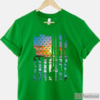 Patriotic US Flag American Fishing Shirt, Vintage USA Fisherman Graphic Tee