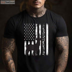 Patriotic Deer Hunting Graphic Tee, USA American Flag Camo Hunter Shirt