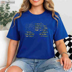 Patriotic Deer Hunting Camouflage T-Shirt, American Flag Antlers Graphic Tee