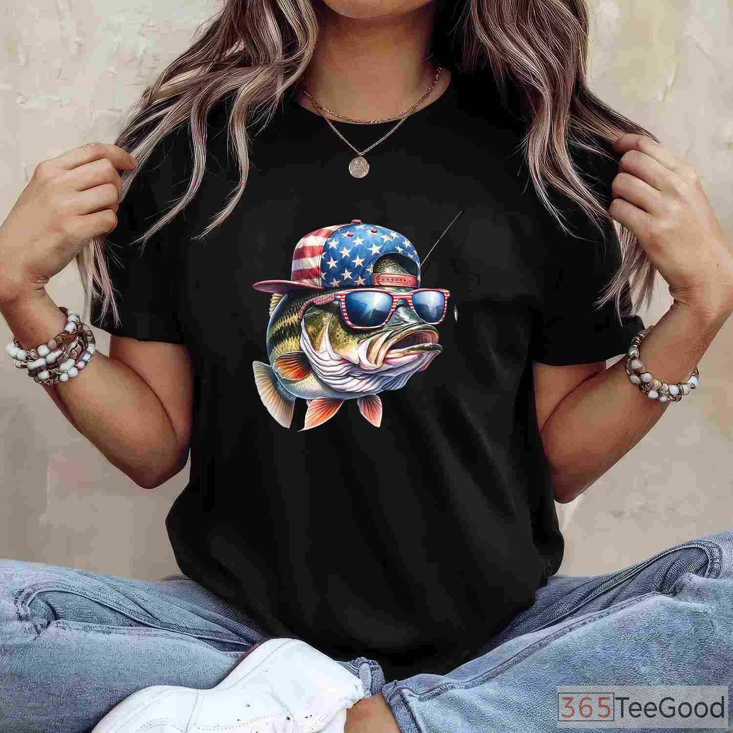 Patriotic American Flag Fishing Shirt - Vintage USA Fisherman Gift for Men