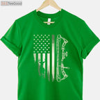 Patriotic American Flag Bowhunting Shirt, USA Archery and Deer Hunting Tee